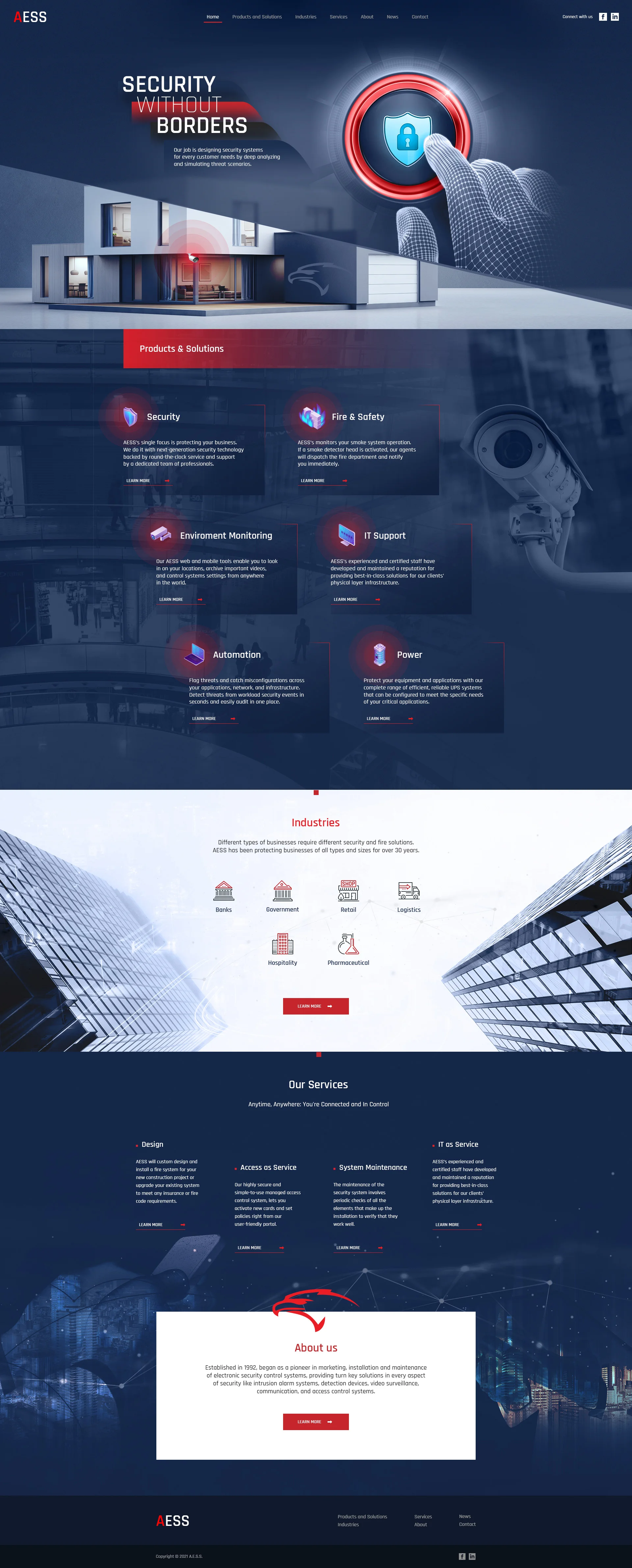 AESS digital security and surveillance company website design