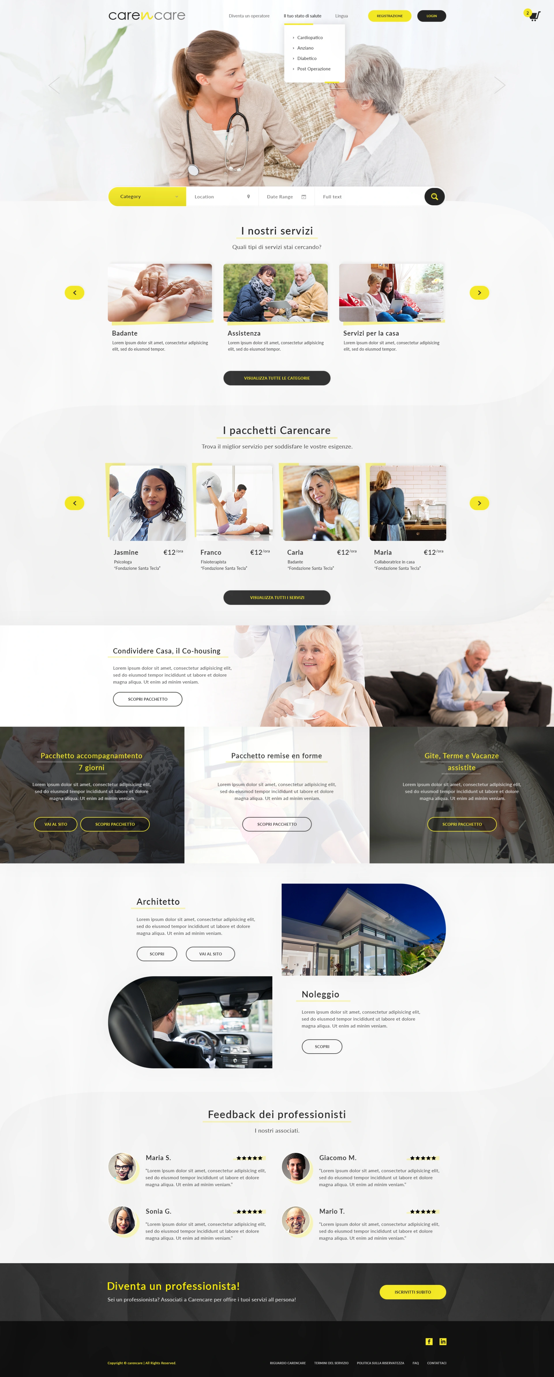 CarenCare caregiving service website design