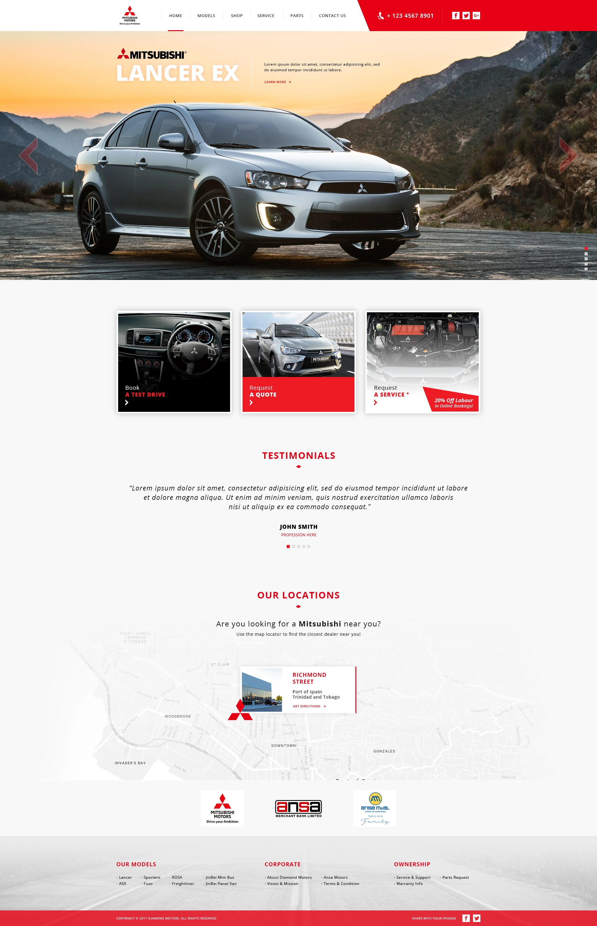 Diamond Motors website design