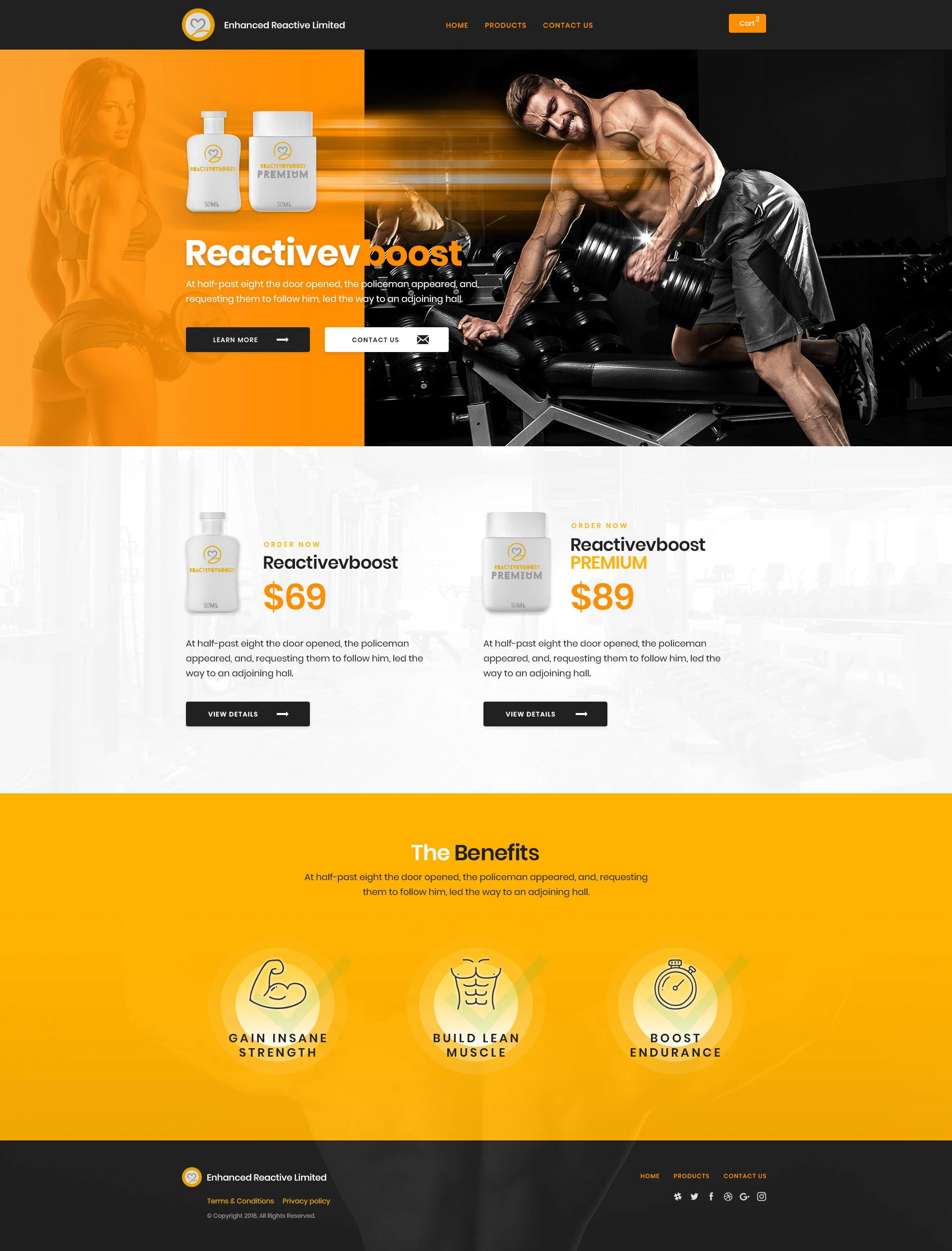 Enhanced Reactive gym supplement website design
