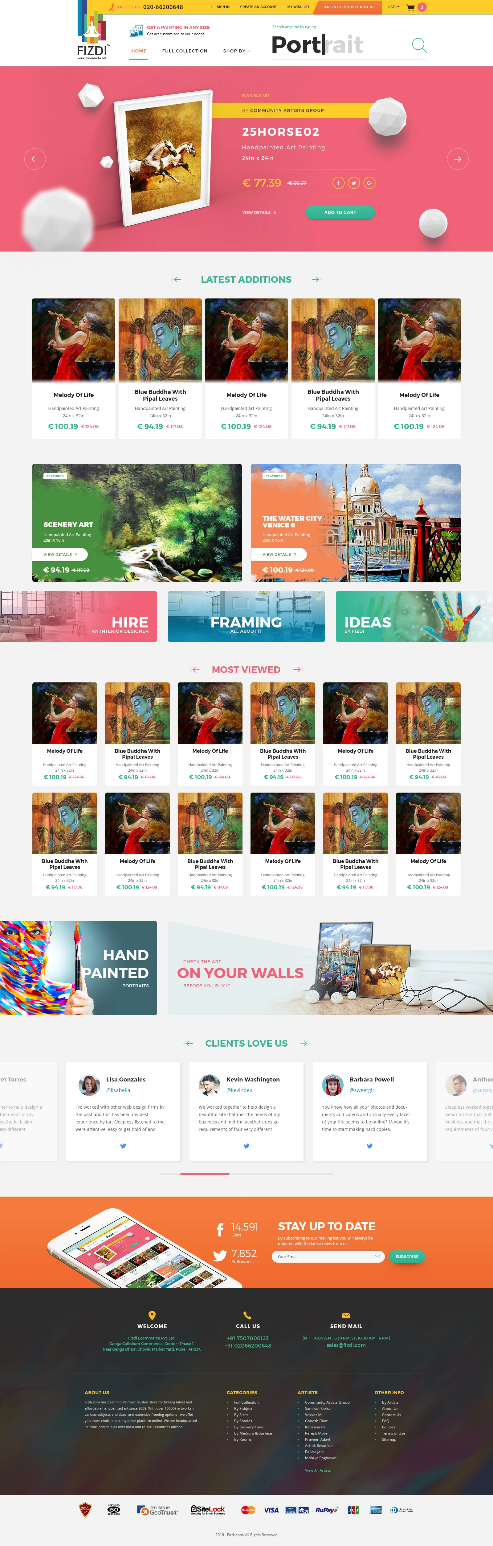 Fizdi custom framed paintings e-commerce website design