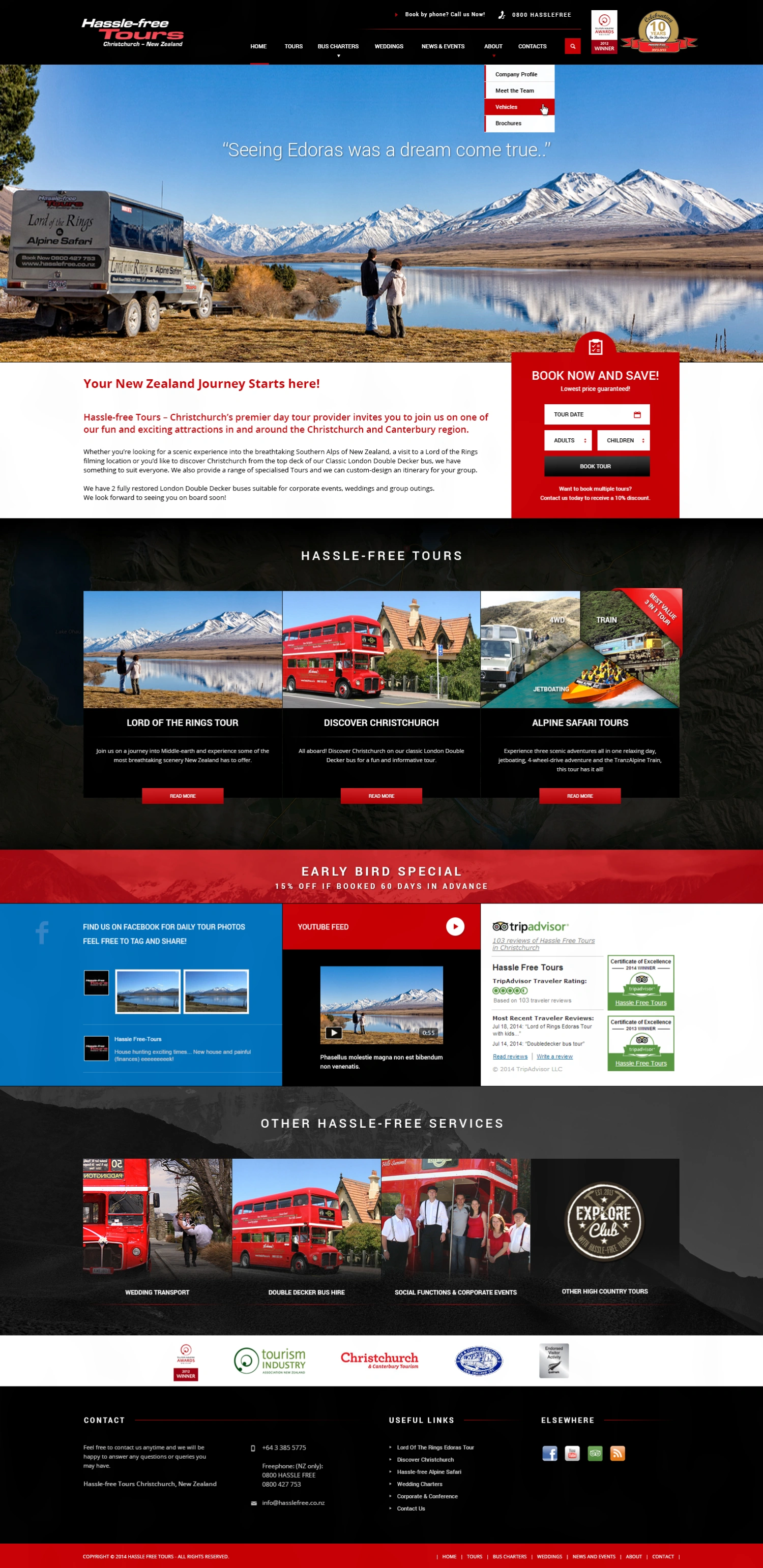 Hassle-Free Tours travel operator website design