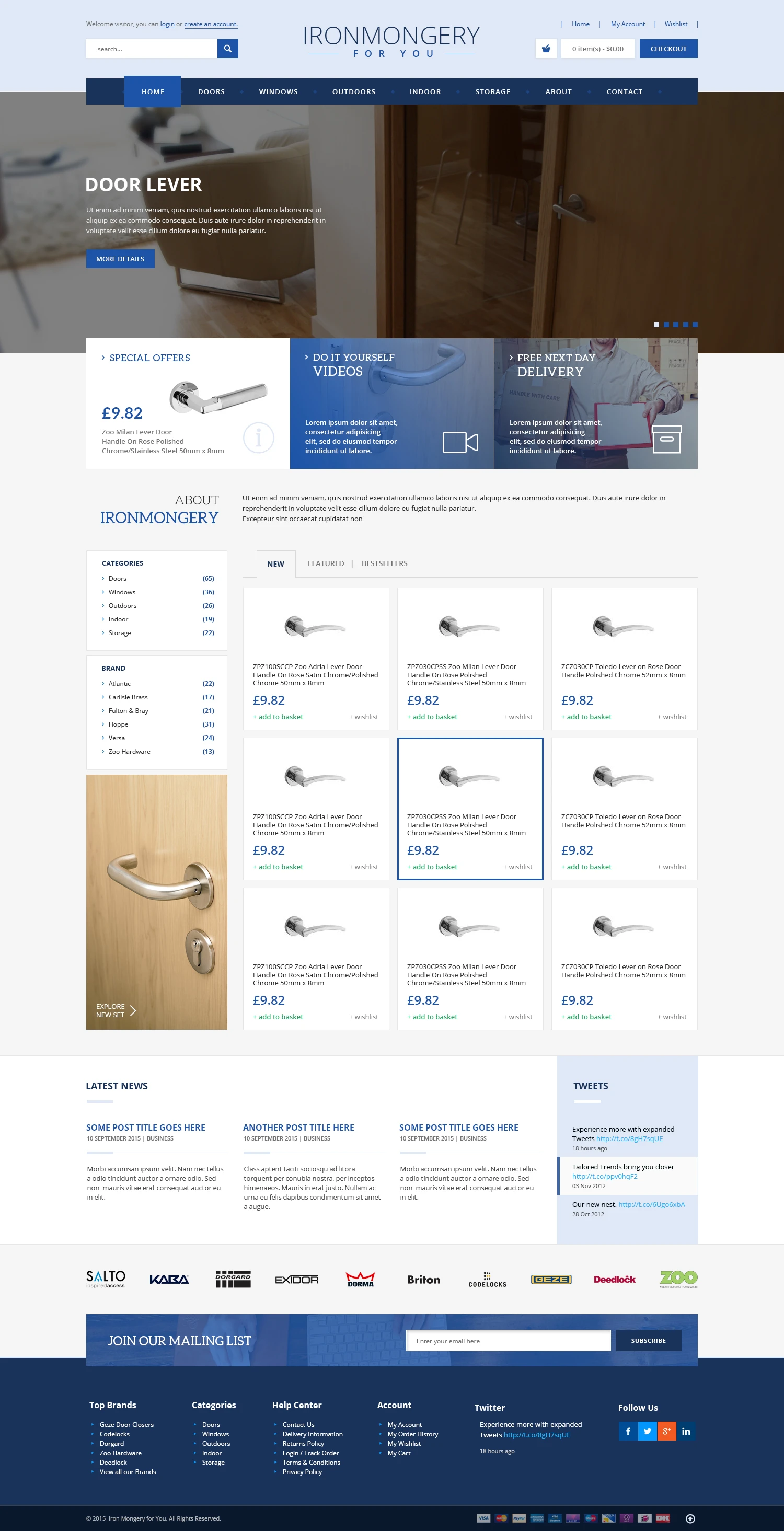 Ironmongery door handles e-commerce website design