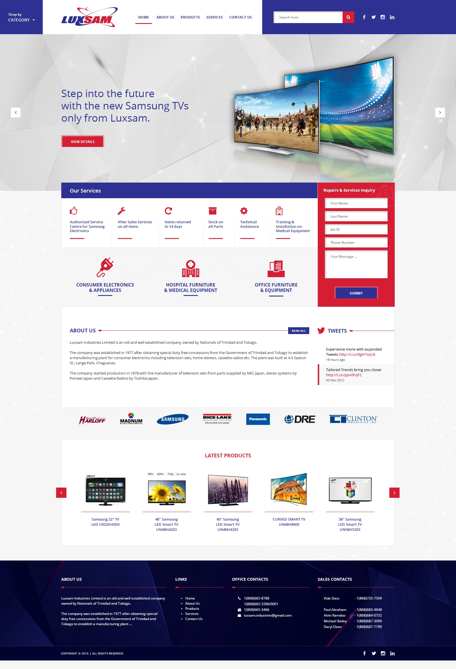 Luxsam electronics store website design