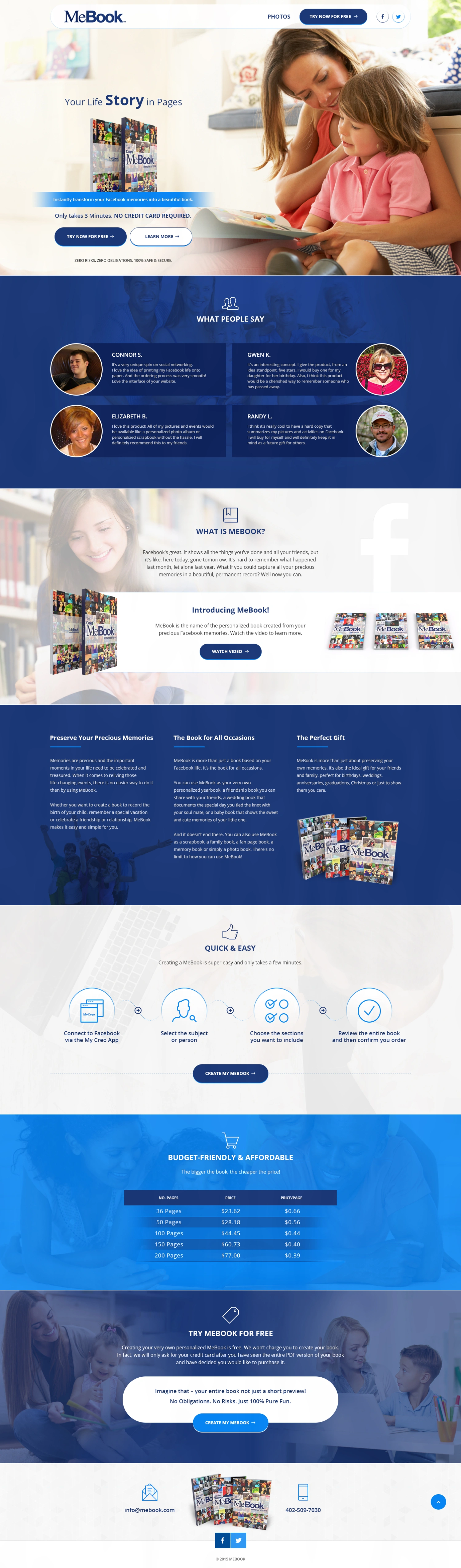 Mebook social media photo book printing service website design