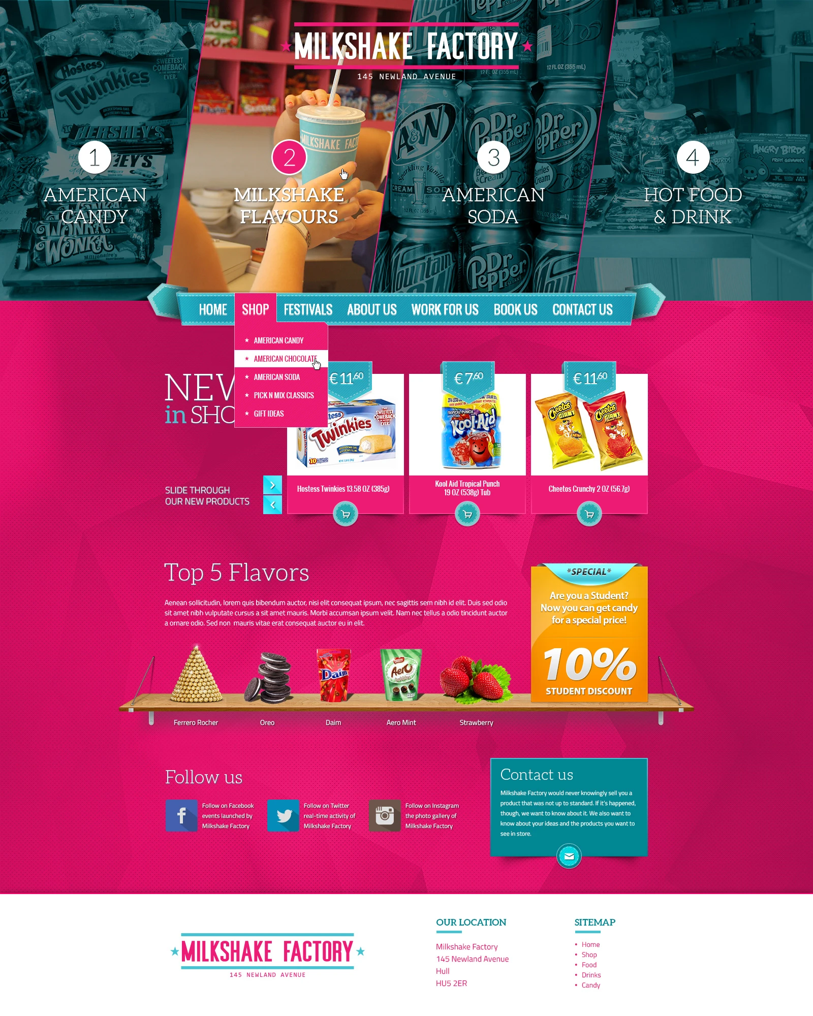 Milkshake Factory website design