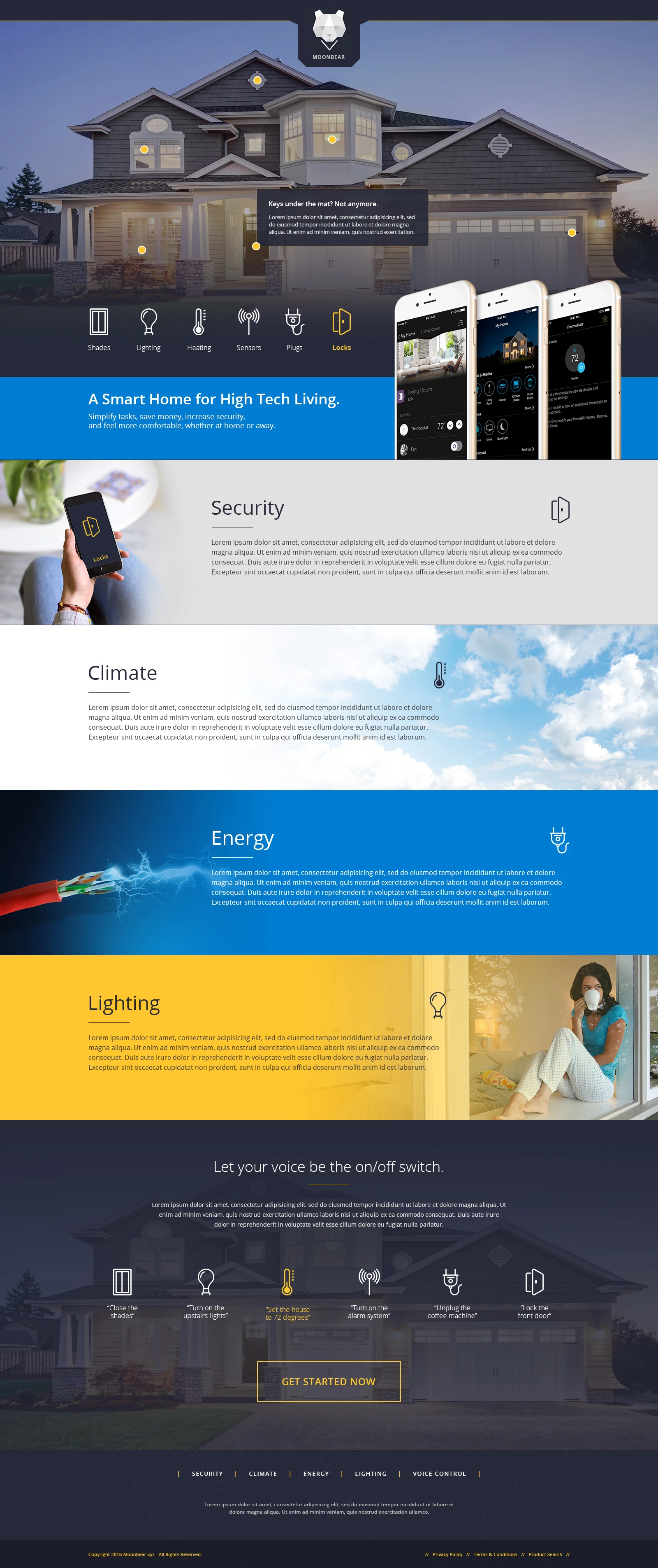 Moonbear smart home app website design
