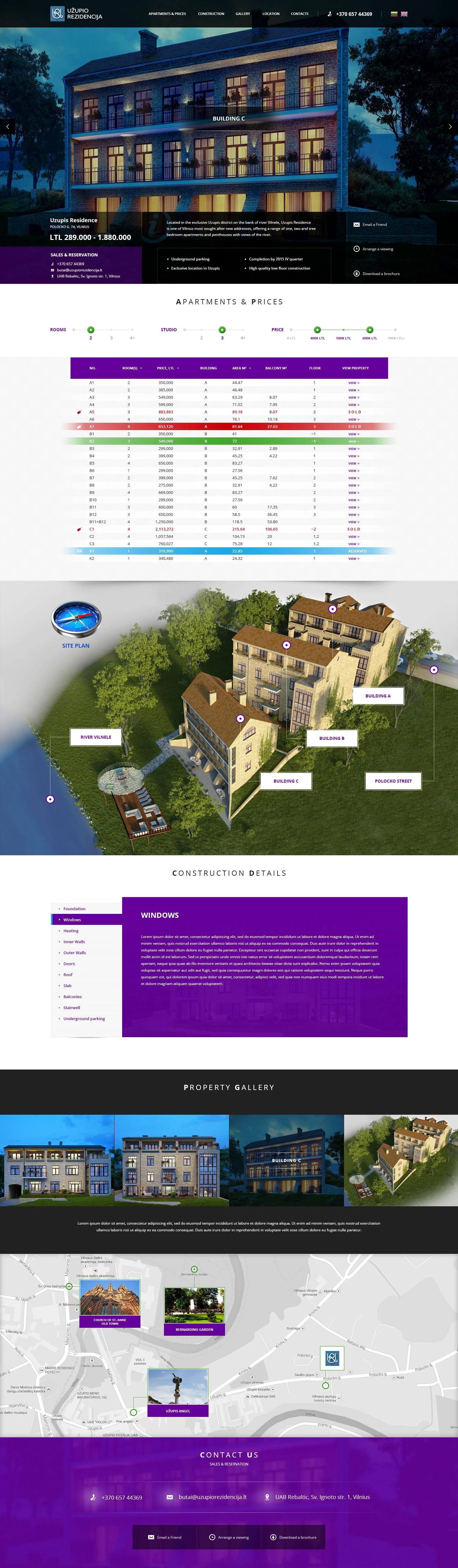 Uzupio Rezidencija website design