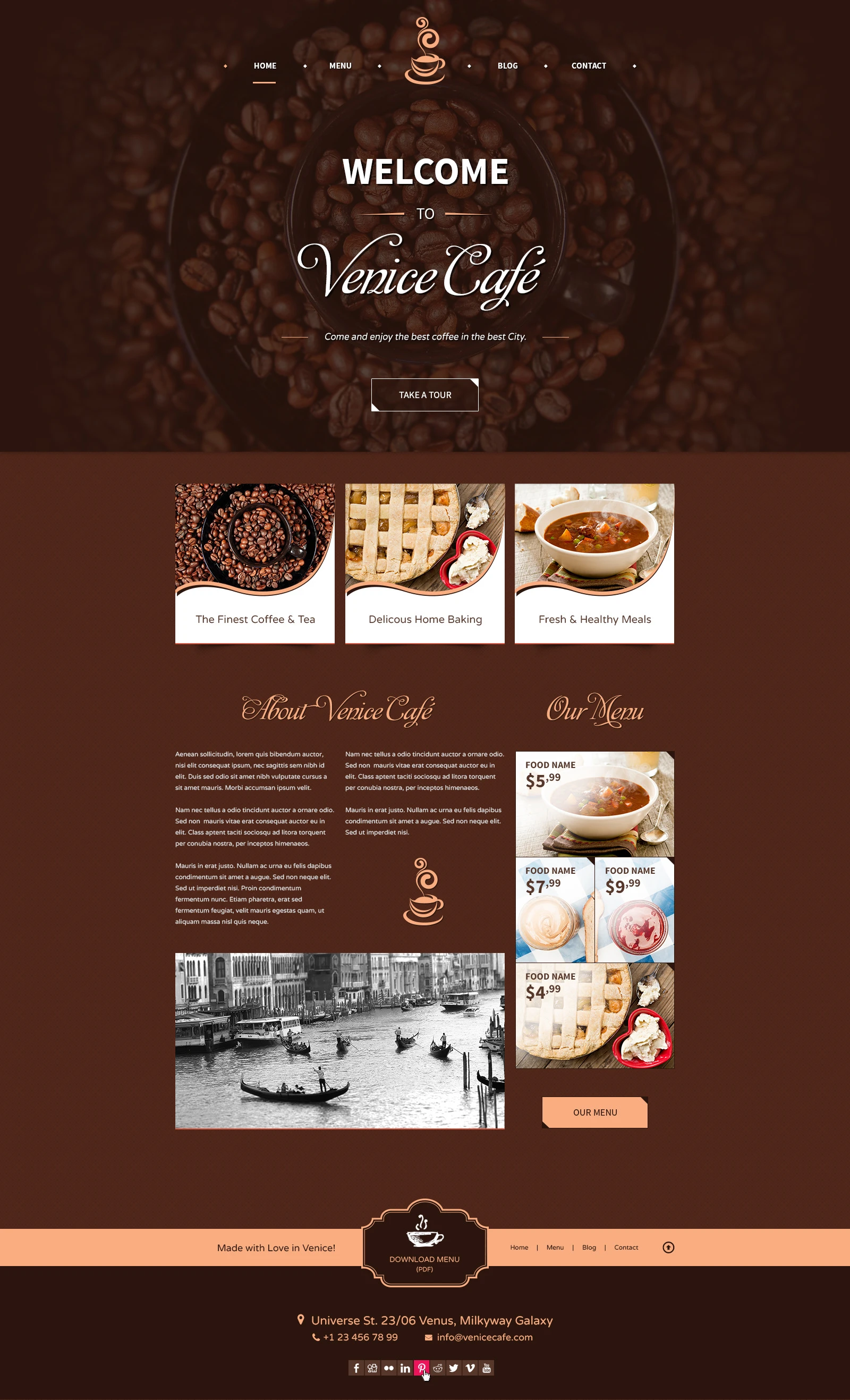 Venice Cafe website design